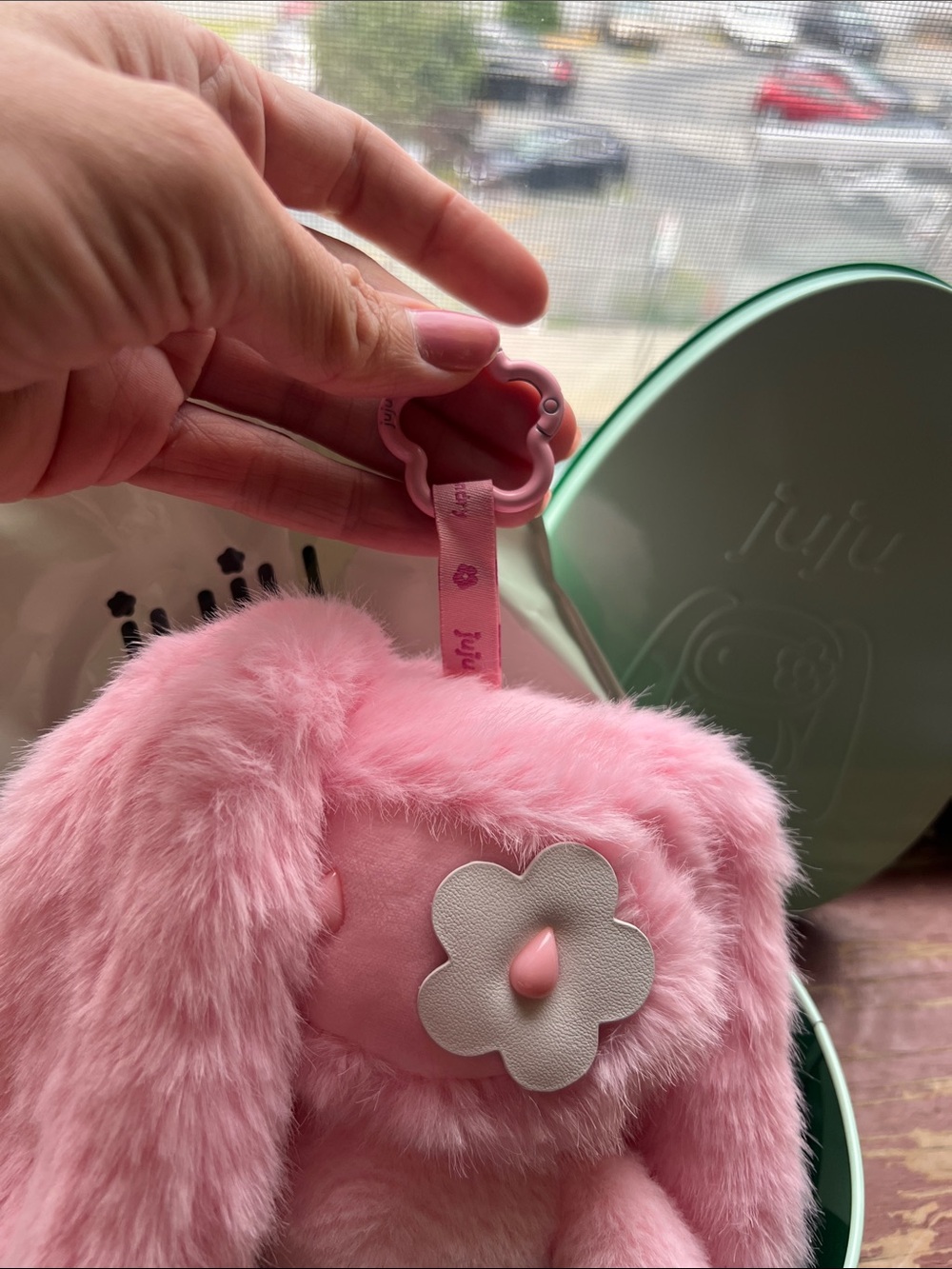 JuJu Pink Easter Bunny Bag Charm Keychain Rare Collectible- Boo - Picture 4 of 6
